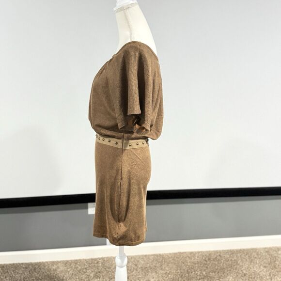 Affliction Black Premium Brown Studded Stretch Animal Print Mini Dress Sz 4 NWT - Picture 5 of 11